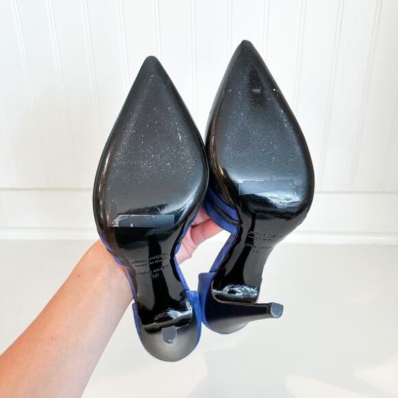 Jenni Kayne D'Orsay Suede Leather Chain Detail Pumps Black Blue 39 $595 - Picture 8 of 11